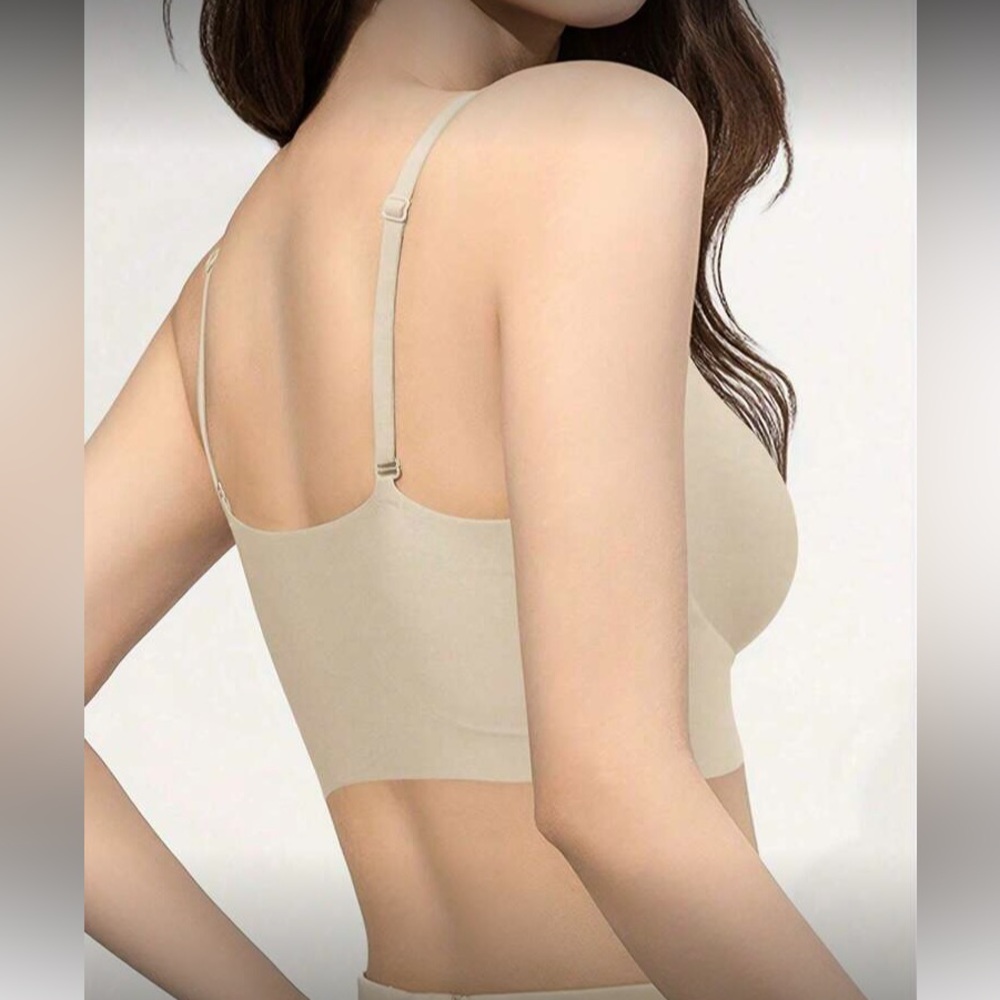 Women's Apricot Seamless Wireless Removable Padding Bralette - Picture 2 of 8